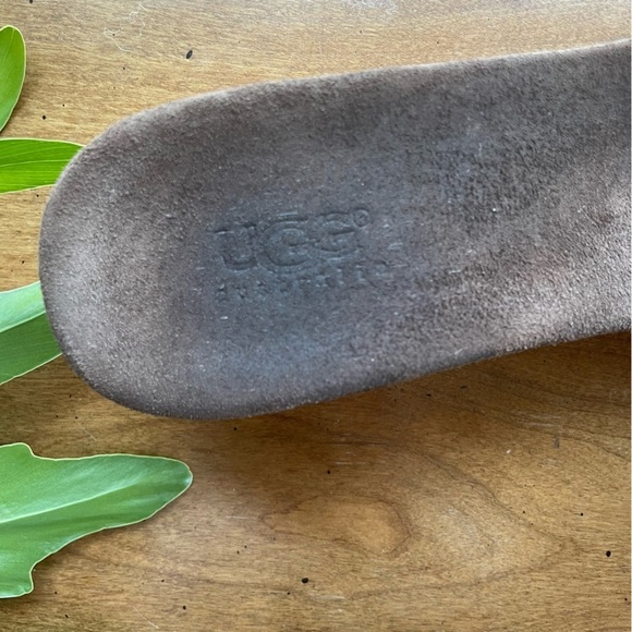 Ugg Platform Wedge Cork Slide Sandals Chocolate Brown Suede Leather - Basil - Picture 8 of 9